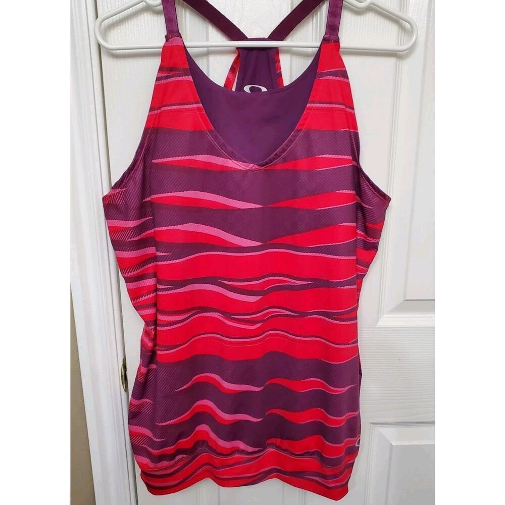Oakley Women’s Athletic Racerback Tank Top Purple Pink Pattern Size Large L/G